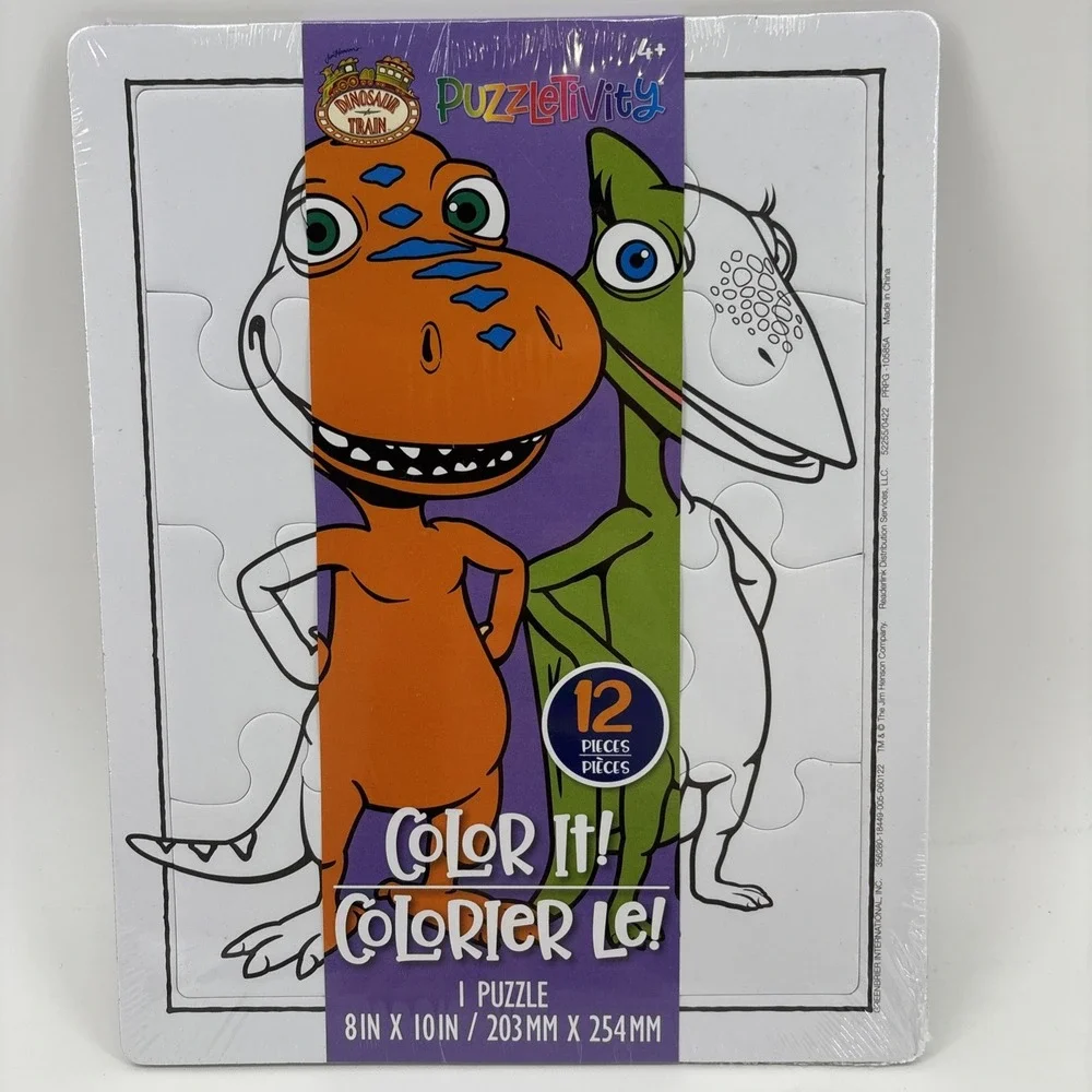 PBS Kids Dinosaur Train 12 Pc Coloring Puzzle Lot Of 2 Color It! Buddy Conductor